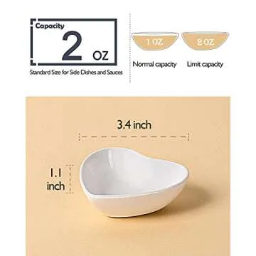 Delling Mini Dipping Bowls Set Soy Sauce Dish/Bowls, Heart Shaped Dip Bowls, Small Ceramic Bowls for...