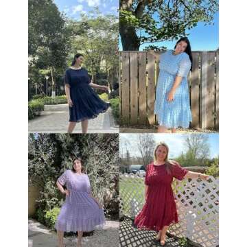 IN'VOLAND Plus Size Womens Boho Flowy Short Sleeve Crew Neck Maxi Dress Summer Wedding Guest Dresses Wine Red