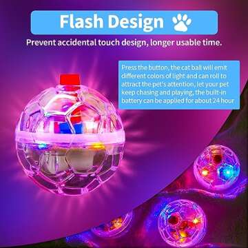 MVNIHEK 24 Piece Light Up Cat Balls Ghost Hunting Equipment, Indoor Motion-Activated Magic Cat Ball, Plastic Glowing Pet Toys