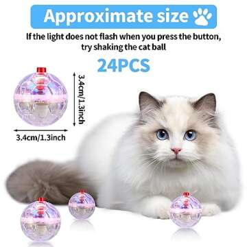 MVNIHEK 24 Piece Light Up Cat Balls Ghost Hunting Equipment, Indoor Motion-Activated Magic Cat Ball, Plastic Glowing Pet Toys