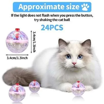 MVNIHEK 24 Piece Light Up Cat Balls Ghost Hunting Equipment, Indoor Motion-Activated Magic Cat Ball, Plastic Glowing Pet Toys