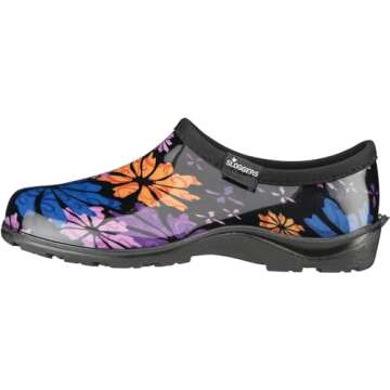 Sloggers Original Waterproof Rain and Garden Shoe for Women– Outdoor Slip-On Garden Clog - Made in The USA with Premium Comfort Insole and Arch Support - Flower Power, Size 9