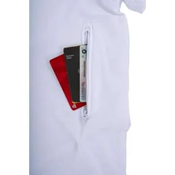 Clever Travel Companion Men's Traveling Tee Shirt - 100% Pickpocket Proof V-Necked Cotton T Shirts - Short Sleeve Running Shirt - Sublimation Tees with 2 Secret Pockets for Holiday Tour (White)