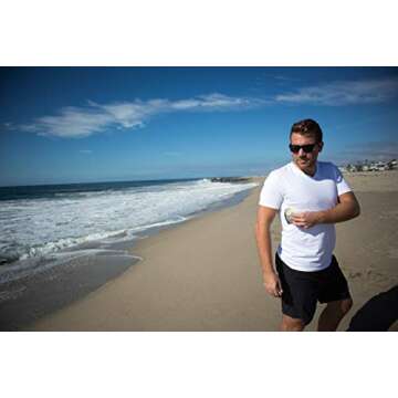 Clever Travel Companion Men's Traveling Tee Shirt - 100% Pickpocket Proof V-Necked Cotton T Shirts - Short Sleeve Running Shirt - Sublimation Tees with 2 Secret Pockets for Holiday Tour (White)