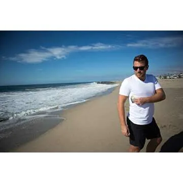 Clever Travel Companion Men's Traveling Tee Shirt - 100% Pickpocket Proof V-Necked Cotton T Shirts - Short Sleeve Running Shirt - Sublimation Tees with 2 Secret Pockets for Holiday Tour (White)