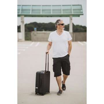 Clever Travel Companion Men's Traveling Tee Shirt - 100% Pickpocket Proof V-Necked Cotton T Shirts - Short Sleeve Running Shirt - Sublimation Tees with 2 Secret Pockets for Holiday Tour (White)