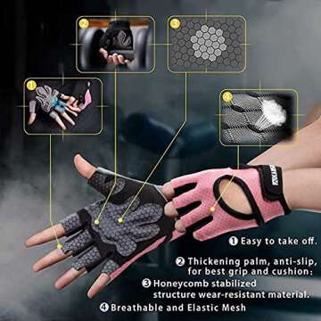 LIFECT Essential Breathable Workout Gloves, Knuckle Weight Lifting Gloves with Curved Open Back, for...