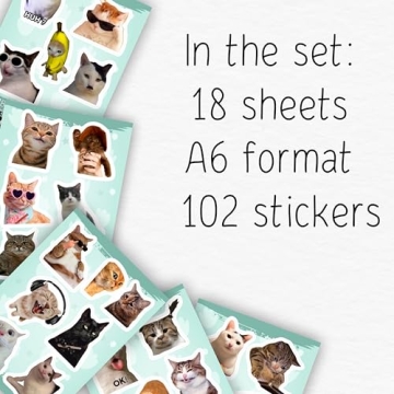 100Pcs Cat Meme Stickers - Funny Vinyl Decals for Pets