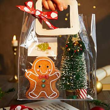 Clear Gift Bag with Handle, 4 Pcs Transparent PVC Gift Bag, Heavy Duty Reusable Gift Wrap Bags for Bridal Party, Baby Shower, Wedding Favor, Shopping Bag Bulk- 9.8"x6"x11"