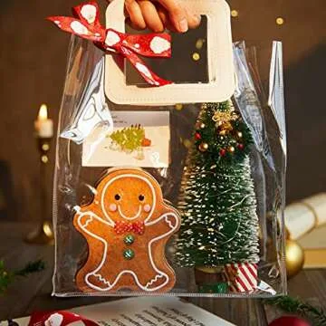 Clear Gift Bag with Handle, 4 Pcs Transparent PVC Gift Bag, Heavy Duty Reusable Gift Wrap Bags for Bridal Party, Baby Shower, Wedding Favor, Shopping Bag Bulk- 9.8"x6"x11"