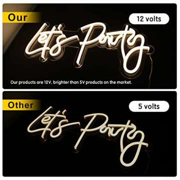 ATOLS Let's Party Large Neon Sign for Wall Decor, with Dimmer Switch,23x10Inch 12V Reusable Neon Lig...