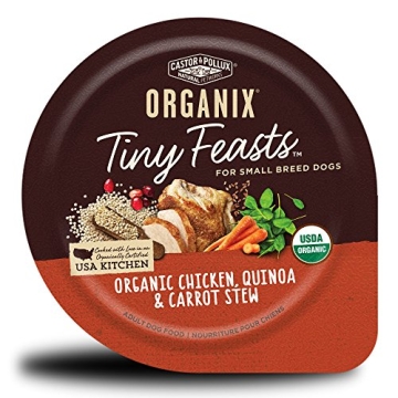 Castor & Pollux Tiny Feasts Organic Chicken, Quinoa & Carrot Stew Dog Food Trays, 3.5 Ounce (Pack of...
