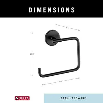 Delta Trinsic Matte Black Towel Ring - Stylish Bath Accessory
