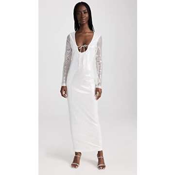 Lioness Women's Hollywood Dress, Porcelain, White, Metallic, S