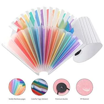 Uquelic Stand Receipt Organizer Folder for Desk - 13 Pockets Expanding Accordion Coupon Organizer, Rainbow Large Capacity Sticker Organizer, Small Envelope Organizer with Label, 10 x 5 inch…