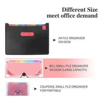 Uquelic Stand Receipt Organizer Folder for Desk - 13 Pockets Expanding Accordion Coupon Organizer, Rainbow Large Capacity Sticker Organizer, Small Envelope Organizer with Label, 10 x 5 inch…