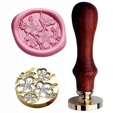 JUPPE 6pcs Flower Wax Seal Stamp Set, Cherry Blossom Rose Bell Orchid Branches Tulip Various Flowers Sealing Wax Stamp Wedding Invitation Birthday Party Sealing Stamp