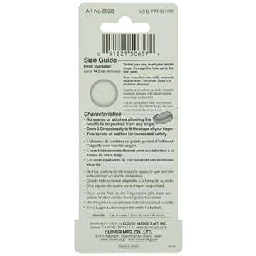 Clover Natural Fit Leather Thimble Small, Lt. Brown