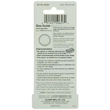 Clover Natural Fit Leather Thimble Small, Lt. Brown