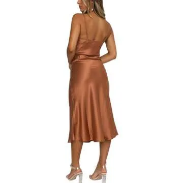 Elegant Women's Satin Slip Midi Dress for Events