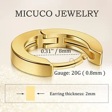 Micuco Small Gold Hoop Earrings for Sensitive Ears