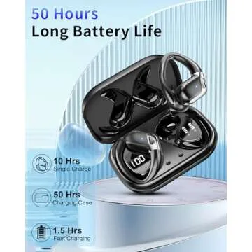 Wireless Earbuds, Bluetooth 5.4 headphones Sport with ENC Noise Cancelling Mic, 50 Playback Over-Ear Buds Deep Bass, Earphones with Earhooks, IP7 Waterproof Fitness Headset for Gym Running Workout