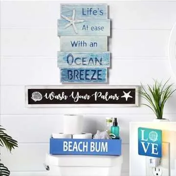 Starfish Beach Sign for Coastal Home Decor and Gifts