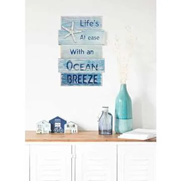 Starfish Beach Sign for Coastal Home Decor and Gifts