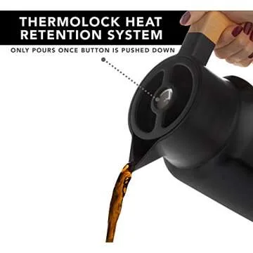 Hastings Collective Thermal Coffee Carafe 50 Oz - Large Stainless Steel Insulated Carafe - 1.5 Liter Double Walled Vacuum Thermos Coffee and Beverage Dispenser with Tea Infuser and Strainer (Black)