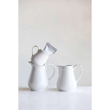 Creative Co-Op 36 oz. Vintage Reproduction Stoneware Pitcher, White