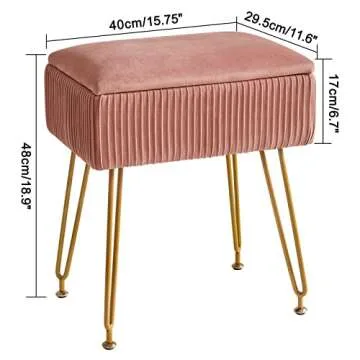 Stylish YMYNY Velvet Vanity Stool with Storage Solution