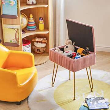 Stylish YMYNY Velvet Vanity Stool with Storage Solution