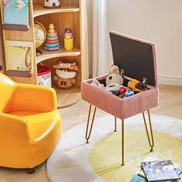 Stylish YMYNY Velvet Vanity Stool with Storage Solution