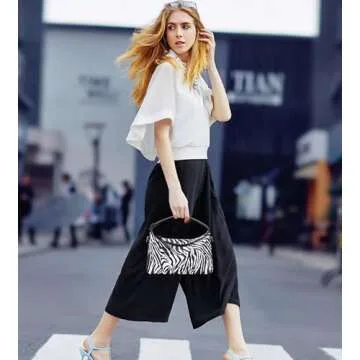 Sweetovo Small Tote Handbag for Women Designer Vegan Leather Zebra Print Top Handle Satchel Crossbod...