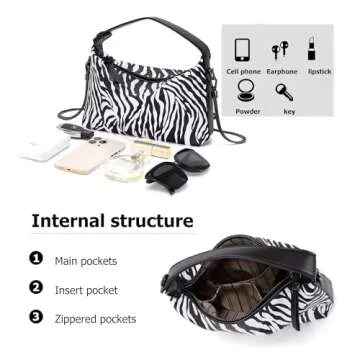 Sweetovo Small Tote Handbag for Women Designer Vegan Leather Zebra Print Top Handle Satchel Crossbody Purse With Metal Chain Strap