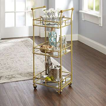 Elegant Silverwood Collier 3-Tier Gold Bar Cart
