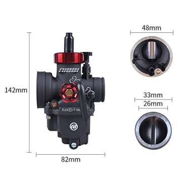 NIBBI Racing Performance Motorcycle Carburetor 26mm GY6 125CC Carburetor PE26mm With Carburetor Jets Fit YAMAHA KAWASAKI SUZUKI Apollo Dirt Mini Bike SSR TTR KYMCO SYM TAOTAO GY6 Scooter Moped
