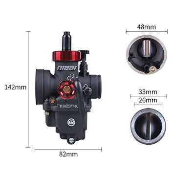 NIBBI Racing Performance Motorcycle Carburetor 26mm GY6 125CC Carburetor PE26mm With Carburetor Jets Fit YAMAHA KAWASAKI SUZUKI Apollo Dirt Mini Bike SSR TTR KYMCO SYM TAOTAO GY6 Scooter Moped