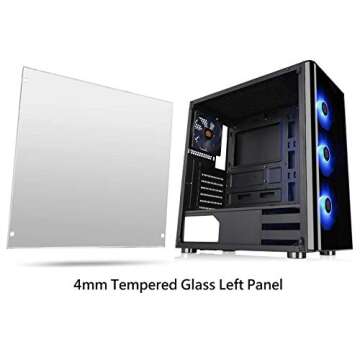 Thermaltake V200 Tempered Glass RGB Edition 12V MB Sync Capable ATX Mid-Tower Chassis with 3 120mm 12V RGB Fan + 1 Black 120mm Rear Fan Pre-Installed CA-1K8-00M1WN-01