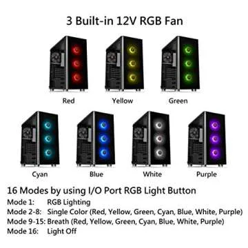 Thermaltake V200 Tempered Glass RGB Edition 12V MB Sync Capable ATX Mid-Tower Chassis with 3 120mm 12V RGB Fan + 1 Black 120mm Rear Fan Pre-Installed CA-1K8-00M1WN-01