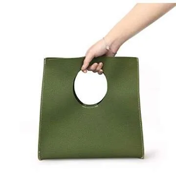 HOXIS Vintage Minimalist Olive PU Leather Handbag
