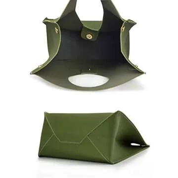 HOXIS Vintage Minimalist Olive PU Leather Handbag