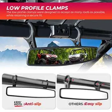 KEMIMOTO 15" UTV Rearview Mirror with Universal Clamps