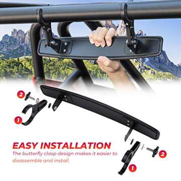 KEMIMOTO 15" UTV Rearview Mirror with Universal Clamps