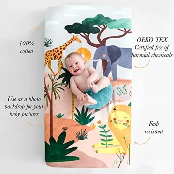 Rookie Humans Cotton Fitted Crib Sheet Savanna Safari