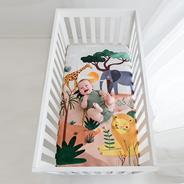 Rookie Humans Cotton Fitted Crib Sheet Savanna Safari