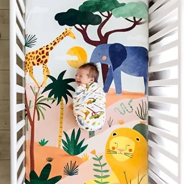 Rookie Humans Cotton Fitted Crib Sheet Savanna Safari