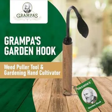 Grampa's Garden Hook - Weed Puller Tool & Gardening Hand Cultivator - Lightweight & Durable Gardenin...