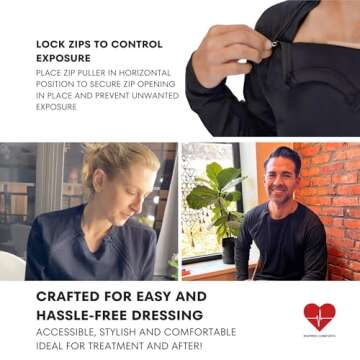 Inspired Comforts Men’s/Unisex Chemo Port Access Shirt with Dual Chest Zips | Full Sleeve | 100% Cotton