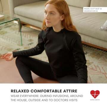 Inspired Comforts Men’s/Unisex Chemo Port Access Shirt with Dual Chest Zips | Full Sleeve | 100% Cotton